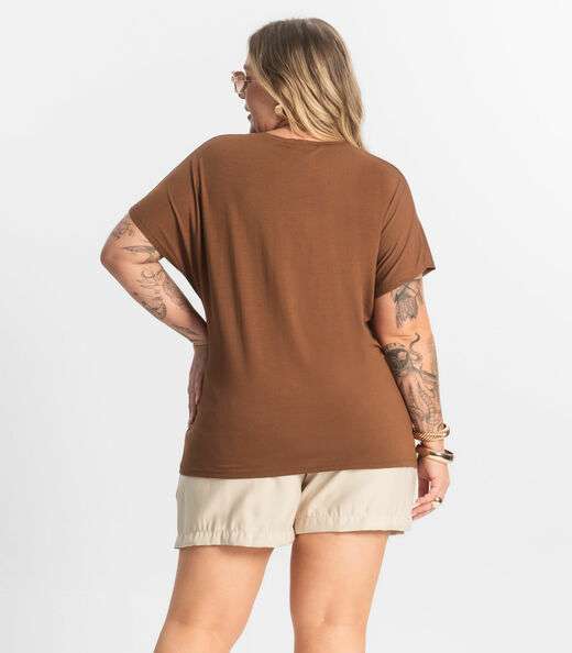 Shorts Tecido Favo Plus Size Secret Glam Bege