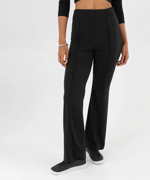 Calça Feminina Moletinho Flare Friso Marisa Preto