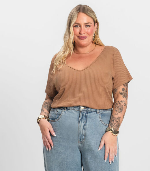 Image_Blusa Feminina Plus Size da Infinita Cor Bege