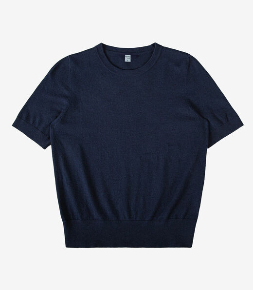 Blusa Feminina Manga Curta Em Tricot Infinita Cor Azul