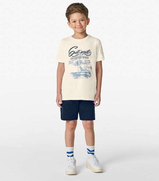 Conjunto Camiseta com Bermuda masculino Trick Nick Off White