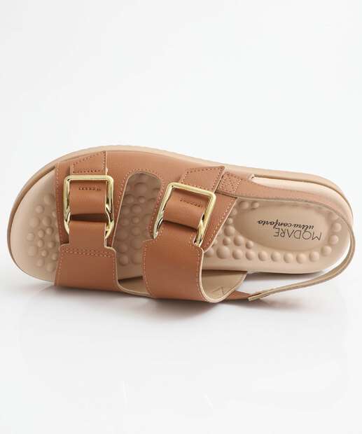 Sandália Flatform Feminina Fivela Modare Caramelo