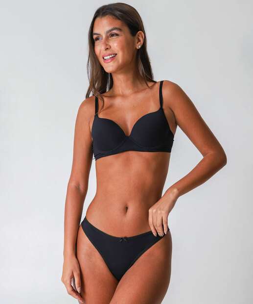 Kit 2 Calcinhas Fio Dental Laço Marisa Preto