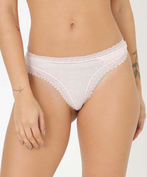 Calcinha Fio Dental Tule Flocado Marisa
