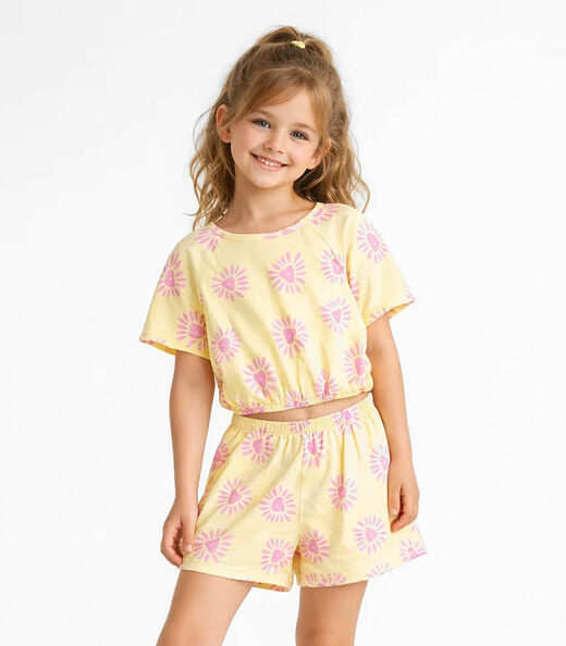 Image_Conjunto Infantil Menina Blusa E Short Select Amarelo