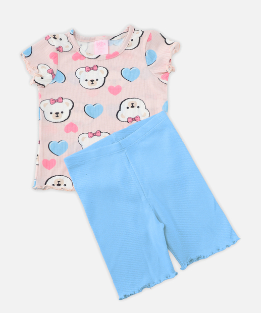 Image_Conjunto Infantil Canelado Estampa Urso Tam 1 a 3 Rosa