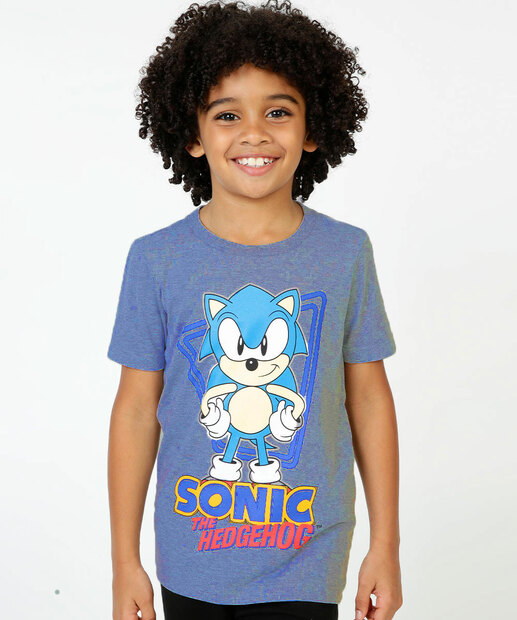 Camiseta Infantil Manga Curta Sonic Tam 4 a 10