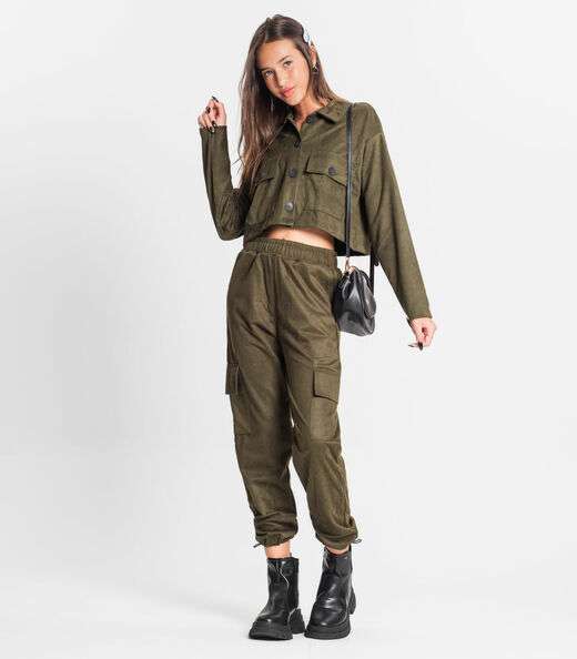 Casaco Juvenil Feminino Em Suede Sarjado Minty Verde