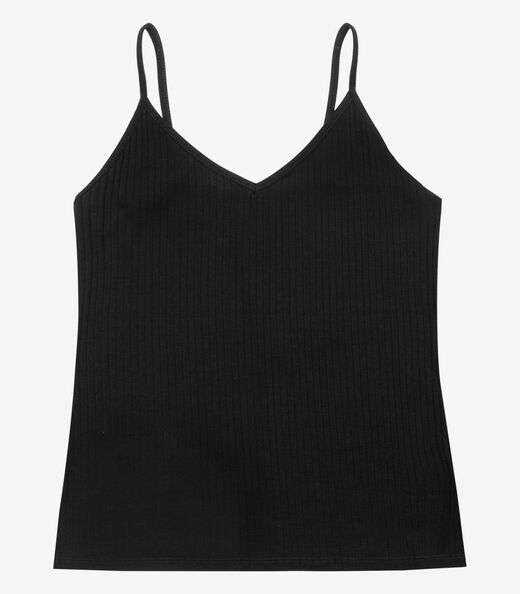Blusa De Alça Feminina Ribana Canelada Rovitex Preto