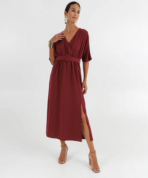 Image_Vestido Feminino Midi Cinto Fenda Marisa Vinho