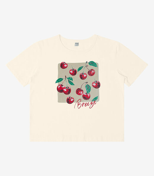 Camiseta Manga Curta Feminina Meia Malha Rovitex Bege