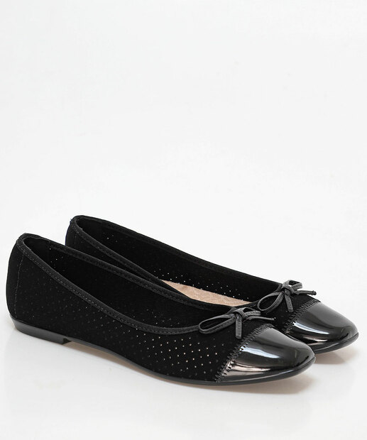 Sapatilha Feminina Bico Quadrado Laço Moleca Preto