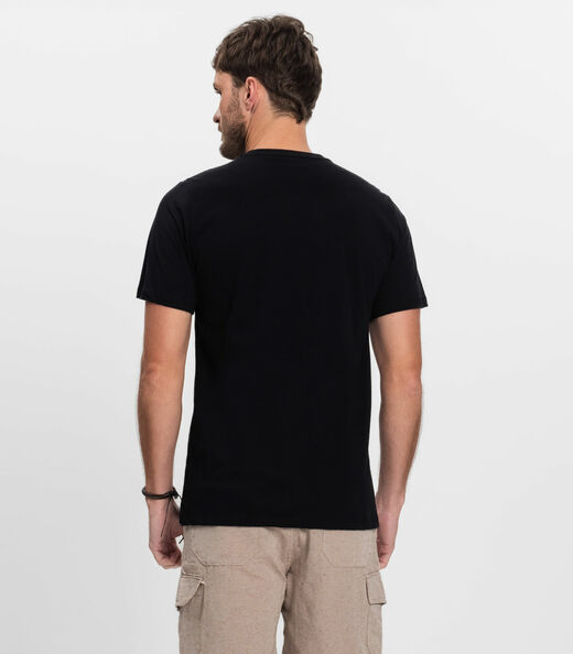 Camiseta Masculina Manga Curta Meia Malha Diametro Preto