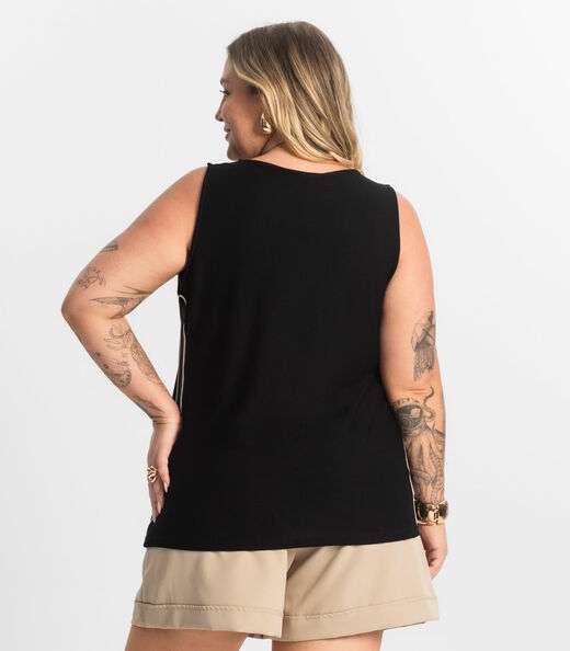 Regata Viscose Lisa Plus Size Secret Glam Preto