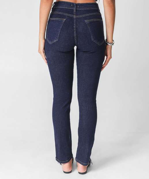 Calça Cigarrete Feminina Jeans Bolsos