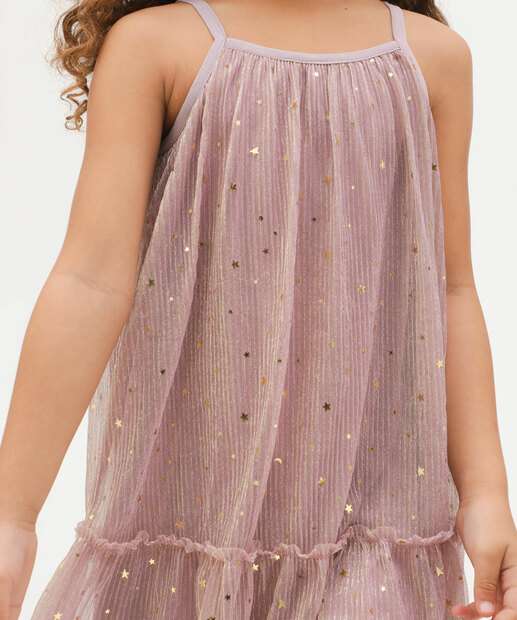 Vestido Infantil Tule Estrelas Marisa Tam 4 a 10
