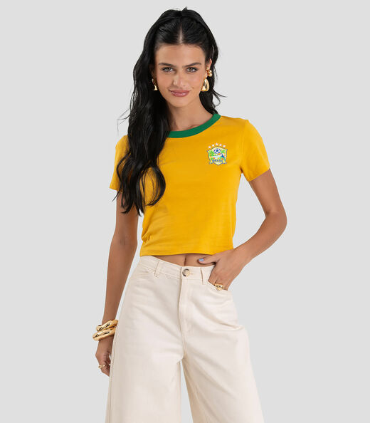 Blusa Feminina em Cotton Leve Brasil Dianna Amarelo