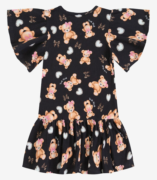 Vestido Infantil em Cotton Leve Trick Nick Preto