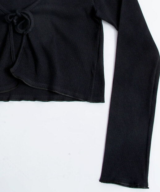 Cardigan Feminino Cropped Canelado Amarração Marisa 