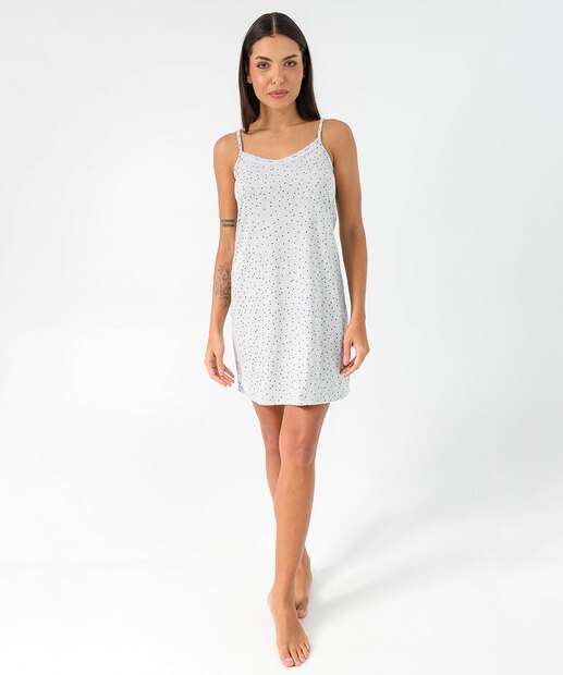 Camisola Estampa Estampa Poá Alças Finas Marisa Cinza