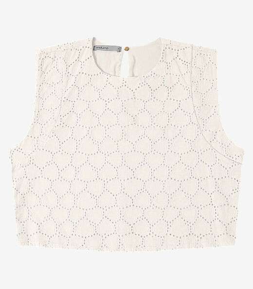 Image_Blusa Feminina Manga Curta Em Laise Endless Bege