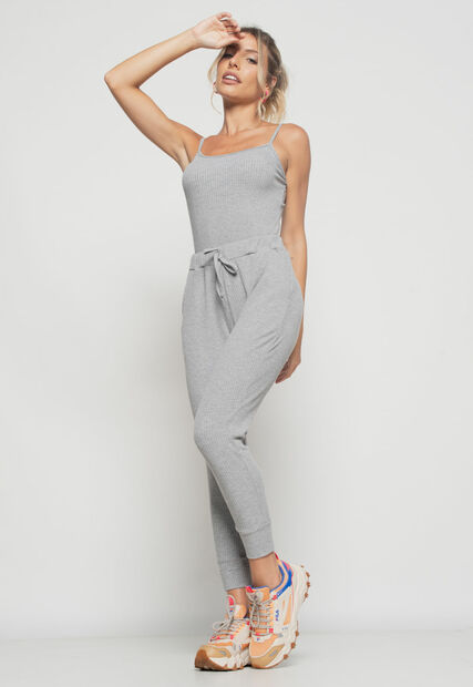 Regata  Alcinha Malha Canelada Mescla