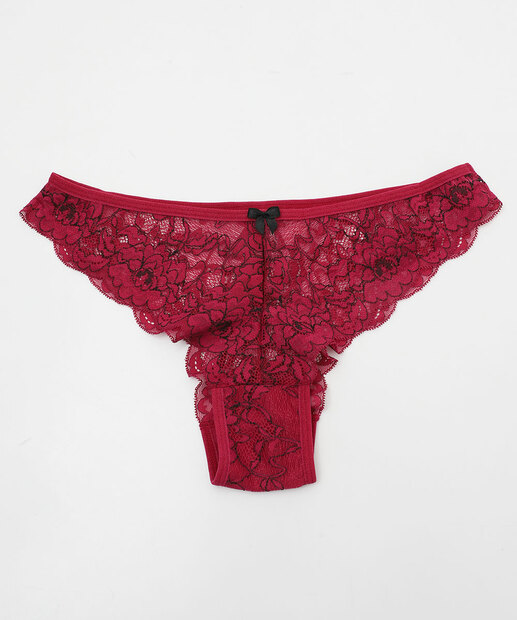 Kit 2 Calcinhas Tanga Renda Bicolor Marisa Vermelho