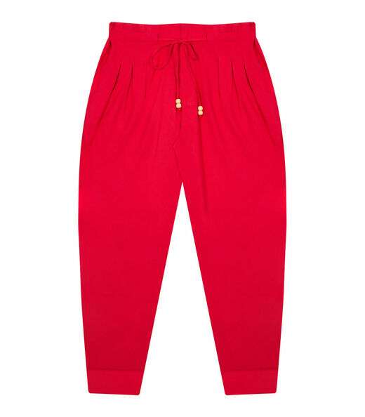 Calça Feminina Plus Size Com Pregas Secret Glam Vermelho