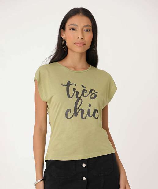 Blusa Feminina Estampa Frontal Manga Curta Marisa