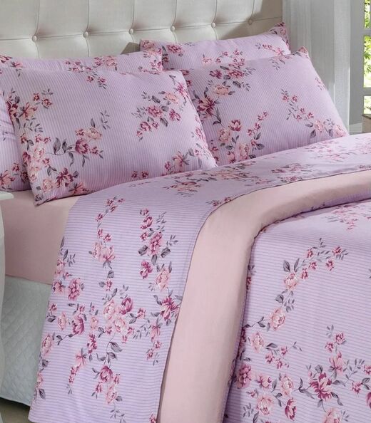 Jogo Capa de Edredom Queen 3 Peças Lar e Lazer Roxo