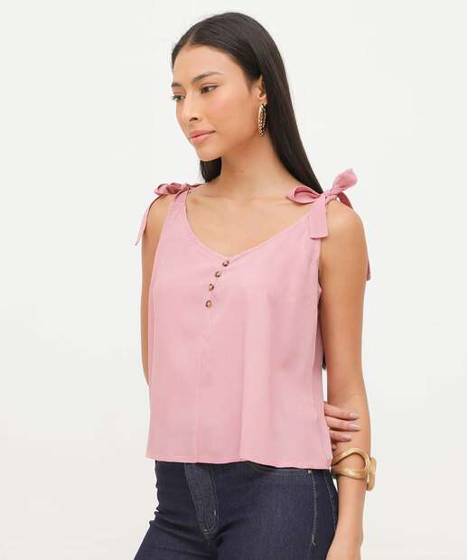 Blusa Regata Feminina Alças Laço Marisa