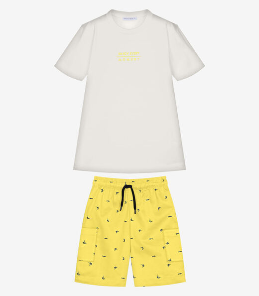 Image_Conjunto Infantil Camiseta Com Bermuda Trick Nick Bege