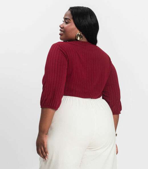 Blusa Canelada Plus Infinita Cor Vermelho