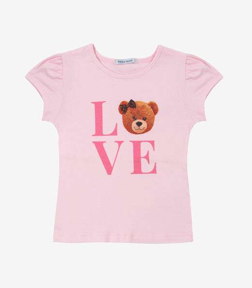 Blusa Infantil Feminina em Cotton Leve Trick Nick Rosa