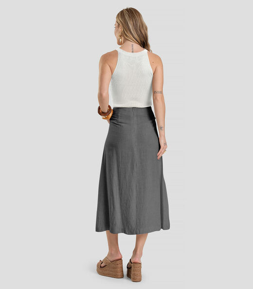 Saia Midi Feminina Dianna Cinza