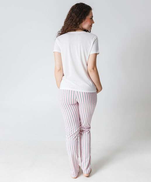 Pijama Feminino Estampa Croissant Marisa Off White
