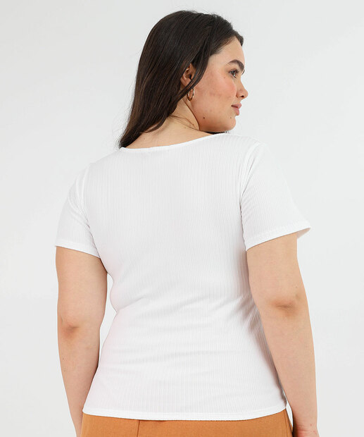 Blusa Feminina Plus Size Canelada Marisa Branca