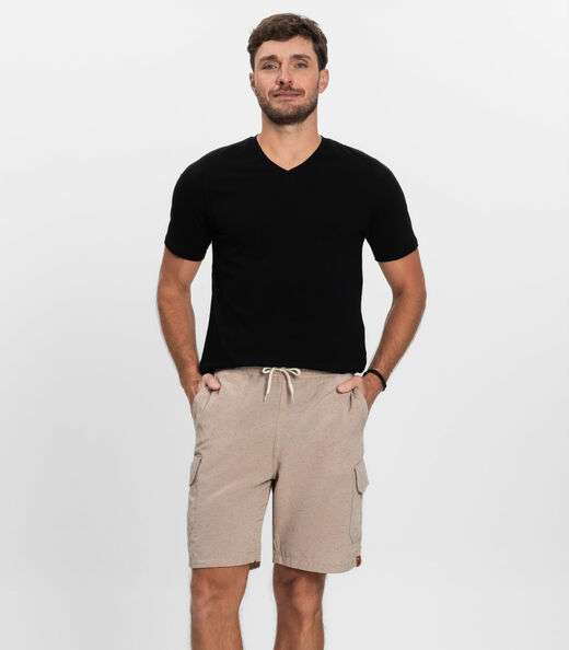 Image_Bermuda Masculina Sarja Cargo Com Elástico Shift Bege