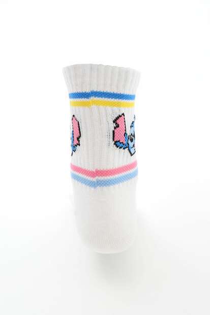 Kit 2 Meias Infantil Soquete Estampa Stitch Disney Rosa