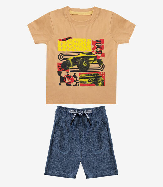Conjunto Infantil Camiseta com Bermuda Select Marrom
