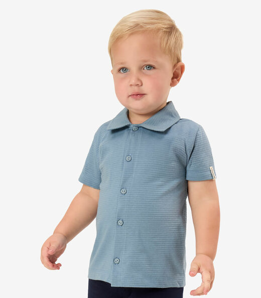 Conjunto Camisa Com Bermuda Infantil Rovi Kids Azul