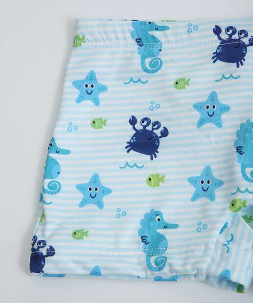Sunga Boxer Infantil Estampa Caranguejo MR Tam 1 a 10