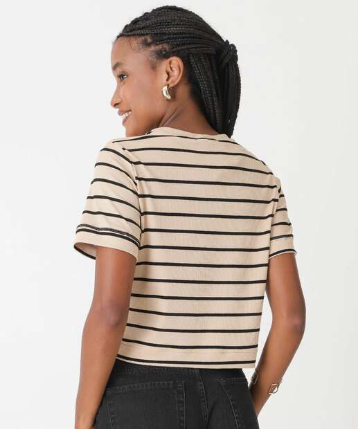 Blusa Feminina Canelada Manga Curta Marisa