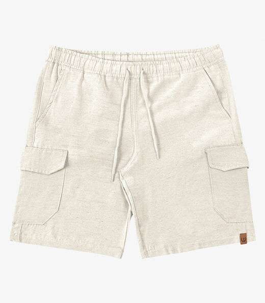 Bermuda Masculina Sarja Cargo Com Elástico Shift Bege