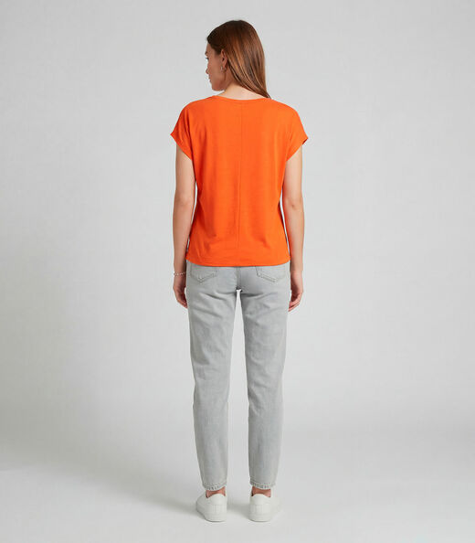 Blusa Feminina em Visco Tricot Infinita Cor Laranja