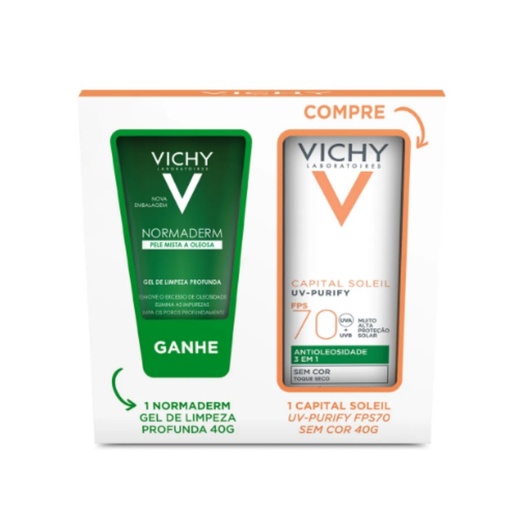 Image_Kit Protetor Solar Facial Ideal Soleil UV-Purify FPS 70 40g e Gel de Limpeza Pro