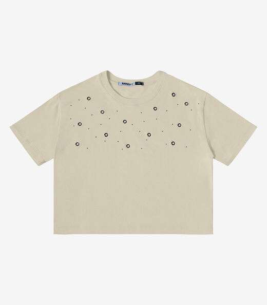 T- Shirt Meia Malha Feminina Minty Bege