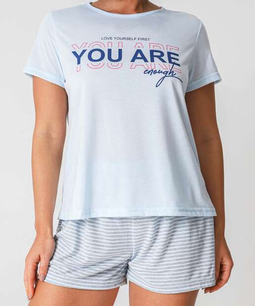 Pijama Feminino Estampa Frase Marisa Azul
