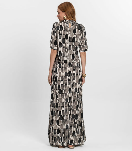 Saia Longa Feminina Estampada Endless Preto