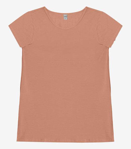 Blusa Básica Alongada Feminina Rovitex Marrom